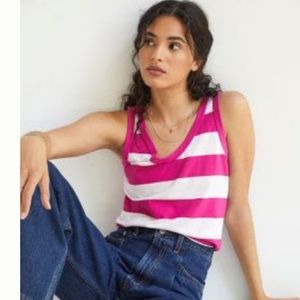 Women’s Anthropologie scoop-neck layering tank pink and white striped